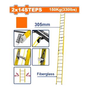 Thang xếp sợi thủy tinh kéo dài 2×14 bậc 7.9 m Wadfow WLD0928