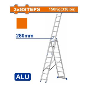 Thang xếp kéo dài 3 đoạn 3×8 2.15 m Wadfow WLD6H38