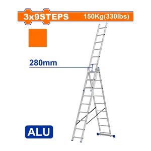 Thang xếp kéo dài 3 đoạn 3×9 2.42 m Wadfow WLD6H39