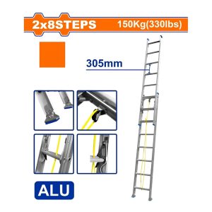 Thang xếp kéo dài 2×8 bậc 3.96 m Wadfow WLD8H16