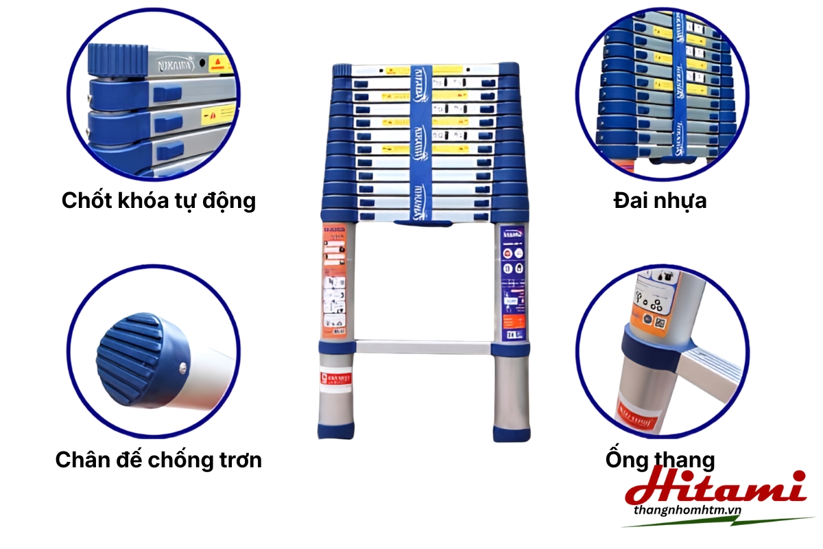 Cấu tạo thang nhôm rút đơn
