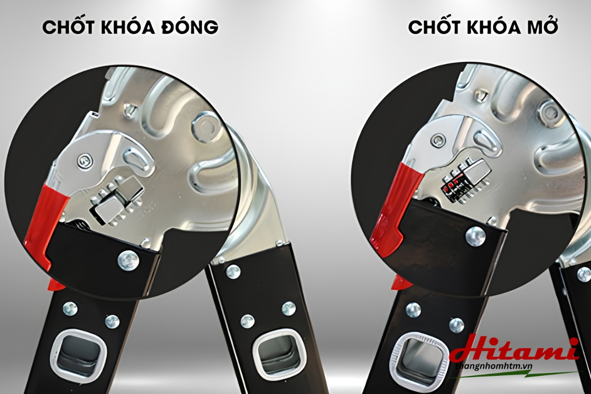 Kiểm tra các chốt khóa sau khi sửa thang nhôm rút